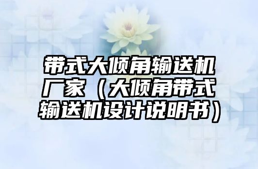 帶式大傾角輸送機廠家（大傾角帶式輸送機設(shè)計說明書）