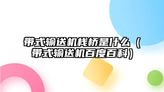 帶式輸送機棧橋是什么（帶式輸送機百度百科）