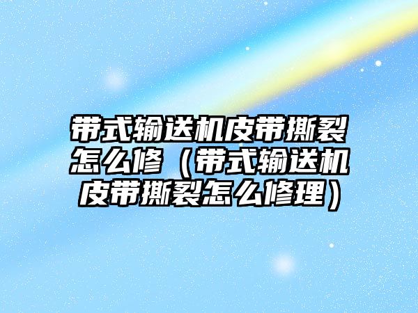 帶式輸送機(jī)皮帶撕裂怎么修（帶式輸送機(jī)皮帶撕裂怎么修理）