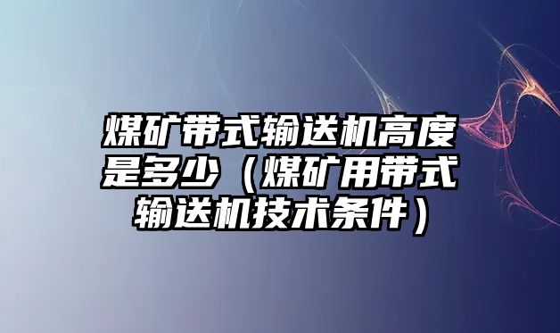 煤礦帶式輸送機(jī)高度是多少（煤礦用帶式輸送機(jī)技術(shù)條件）