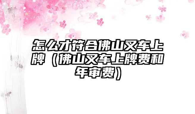 怎么才符合佛山叉車上牌（佛山叉車上牌費(fèi)和年審費(fèi)）