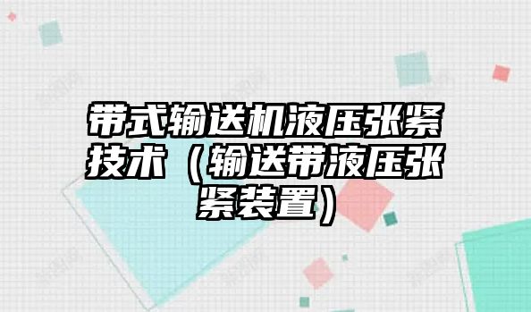 帶式輸送機液壓張緊技術（輸送帶液壓張緊裝置）