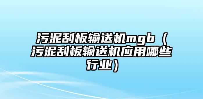 污泥刮板輸送機(jī)mgb（污泥刮板輸送機(jī)應(yīng)用哪些行業(yè)）