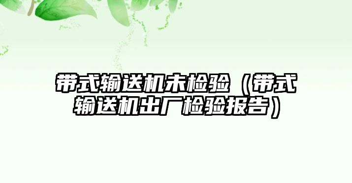 帶式輸送機未檢驗（帶式輸送機出廠檢驗報告）