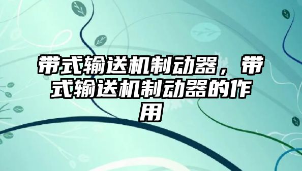 帶式輸送機制動器，帶式輸送機制動器的作用