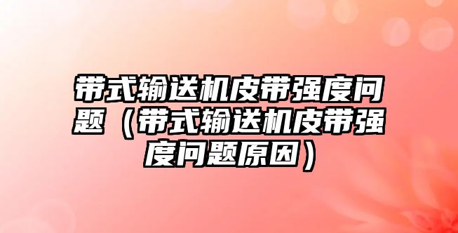 帶式輸送機皮帶強度問題（帶式輸送機皮帶強度問題原因）