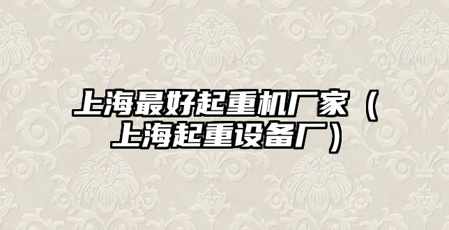 上海最好起重機廠家（上海起重設(shè)備廠）