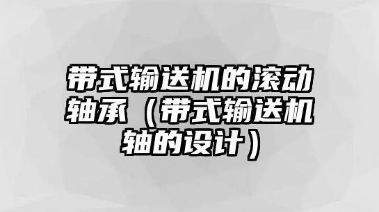 帶式輸送機的滾動軸承（帶式輸送機軸的設(shè)計）