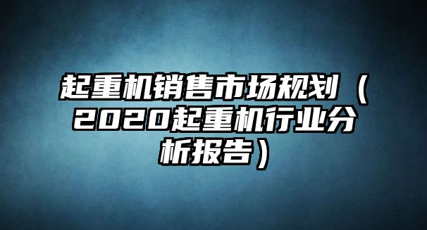 起重機(jī)銷售市場規(guī)劃（2020起重機(jī)行業(yè)分析報(bào)告）