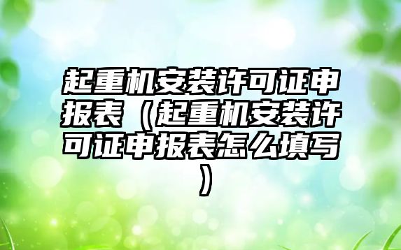 起重機安裝許可證申報表（起重機安裝許可證申報表怎么填寫）