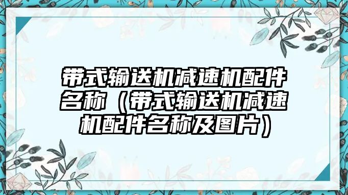 帶式輸送機減速機配件名稱（帶式輸送機減速機配件名稱及圖片）