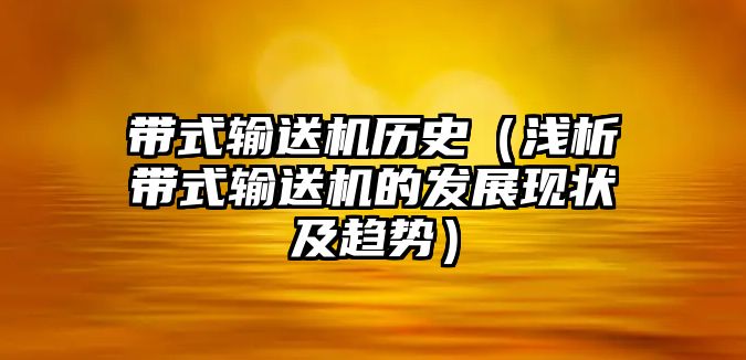 帶式輸送機歷史（淺析帶式輸送機的發(fā)展現(xiàn)狀及趨勢）