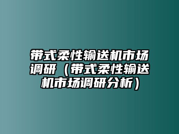 帶式柔性輸送機市場調研（帶式柔性輸送機市場調研分析）