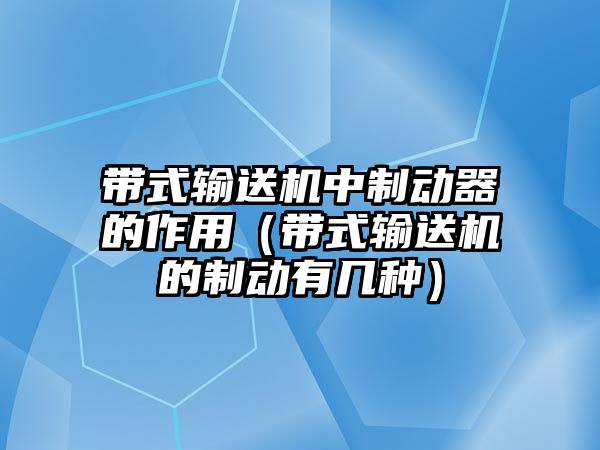 帶式輸送機中制動器的作用（帶式輸送機的制動有幾種）