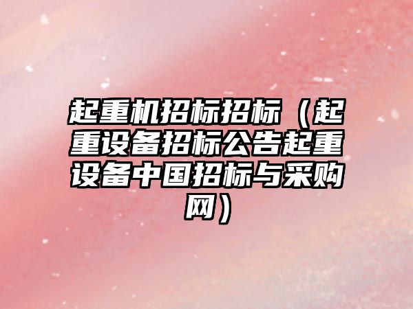 起重機招標招標（起重設備招標公告起重設備中國招標與采購網(wǎng)）