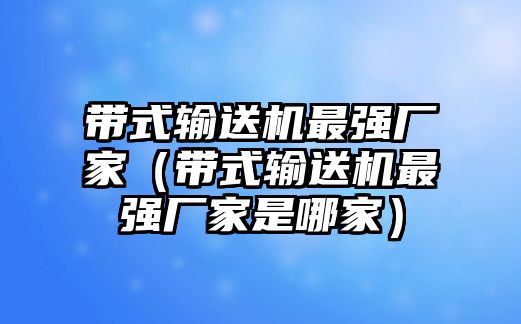 帶式輸送機最強廠家（帶式輸送機最強廠家是哪家）