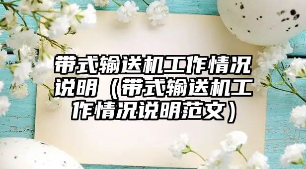 帶式輸送機(jī)工作情況說明（帶式輸送機(jī)工作情況說明范文）