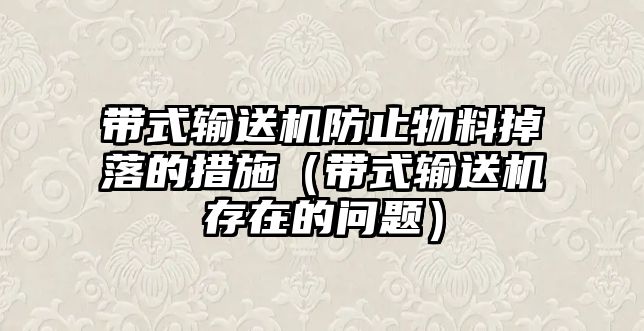 帶式輸送機防止物料掉落的措施（帶式輸送機存在的問題）