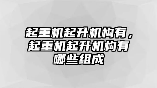 起重機起升機構有，起重機起升機構有哪些組成