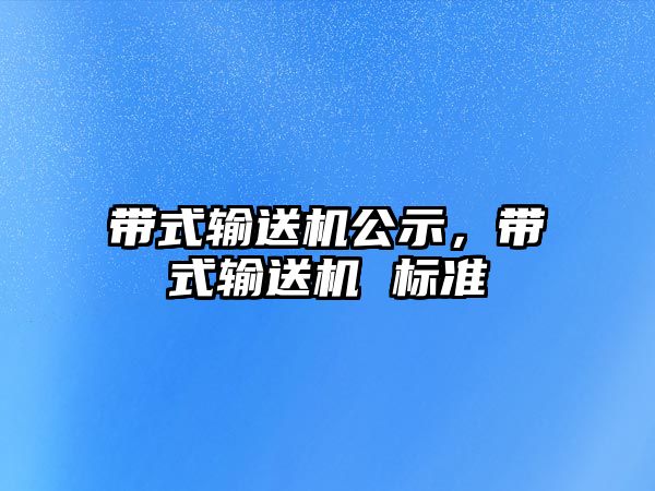 帶式輸送機公示，帶式輸送機 標準