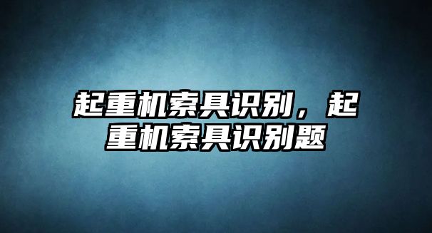 起重機索具識別，起重機索具識別題