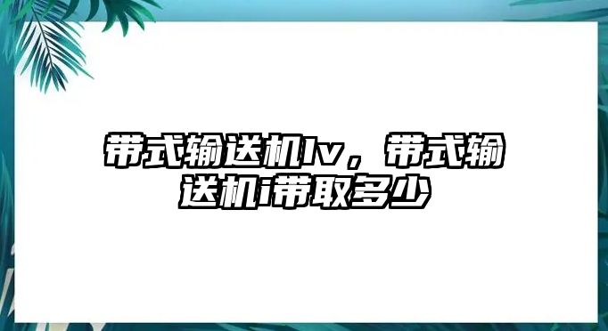 帶式輸送機Iv，帶式輸送機i帶取多少