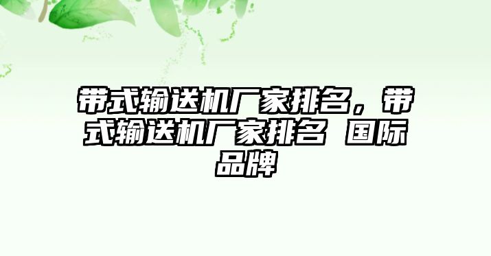 帶式輸送機廠家排名，帶式輸送機廠家排名 國際品牌